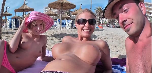  Guy fucks 2 hot chicks on Mallorca Holiday 3some